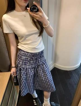 【伊页两穿打揽格子裙】韩系设计感半身裙 多种穿法 格子半身裙 撞色格纹配色