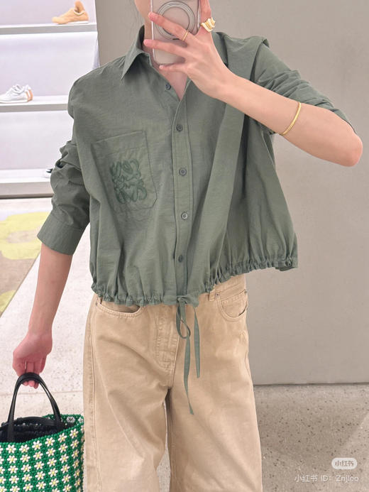 617-4 独家圆正 Lew 锦棉 抽绳衬衫 松紧腰阔腿裤 商品图11