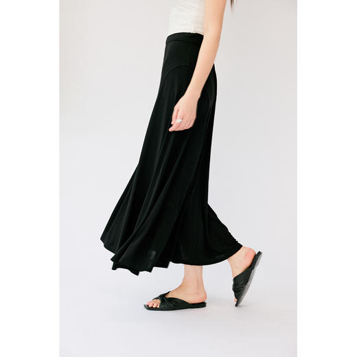 HeyDress法式半身裙女夏季高腰显瘦垂感黑色a字斜裁拼接气质半裙 商品图0