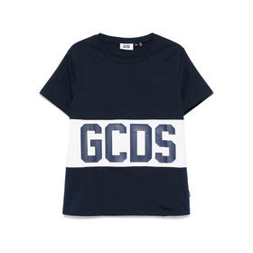 GCDS 男士字母徽标印花棉质圆领短袖T恤 深蓝色 B1XM2314JA3 77