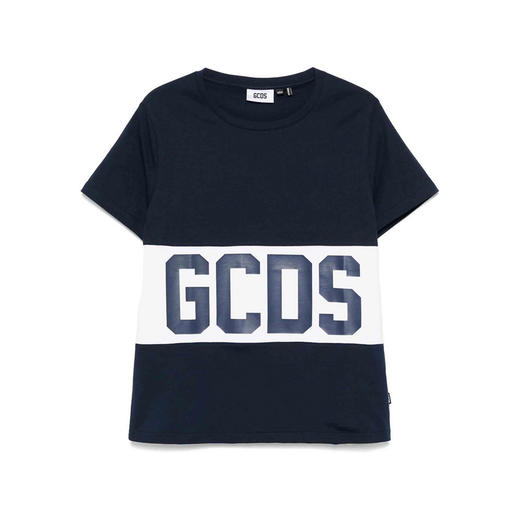 GCDS 男士字母徽标印花棉质圆领短袖T恤 深蓝色 B1XM2314JA3 77 商品图0