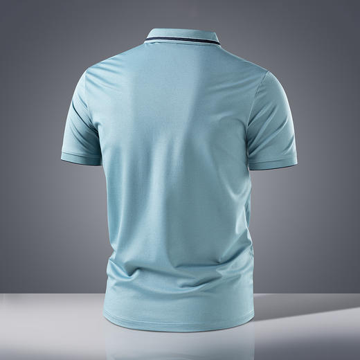 【7A抗菌凉感醋酸亚麻桑蚕丝】罗蒙男士夏季短袖Polo防紫外线t恤男短袖polo衫男 商品图5