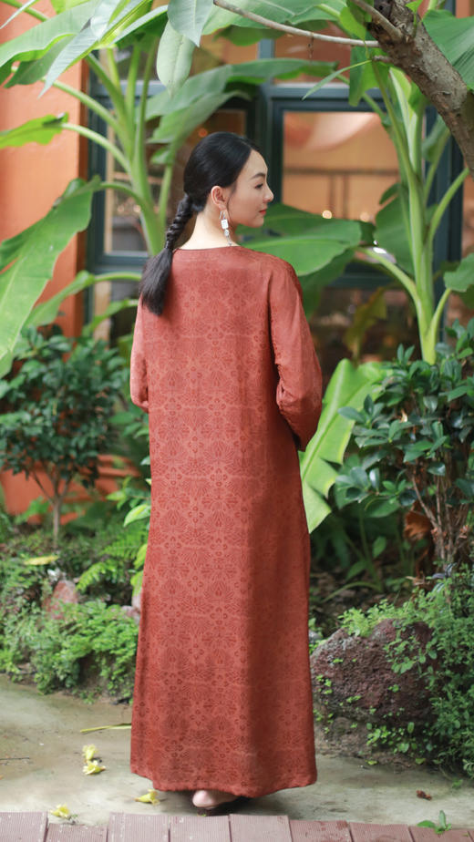 漫物记四经绞罗红云纱圆领斜襟祥云扣袍子xys-096 商品图2