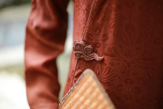 漫物记四经绞罗红云纱圆领斜襟祥云扣袍子xys-096 商品图5