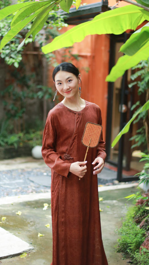 漫物记四经绞罗红云纱圆领斜襟祥云扣袍子xys-096 商品图4