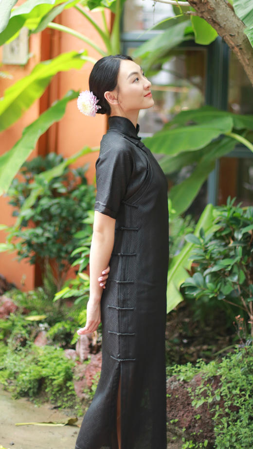 漫物记四经绞罗手缝边旗袍xys-122 商品图1