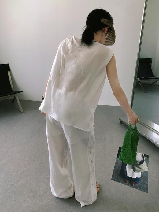 [特价]老钱风天丝亚麻套装 优雅舒适凉爽套装 设计感无袖上衣+不挑腿型阔腿长裤 2504079/2504079-2 商品图0