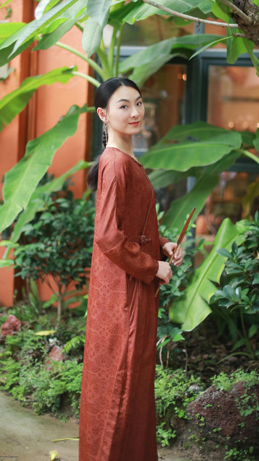 漫物记四经绞罗红云纱圆领斜襟祥云扣袍子xys-096 商品图1