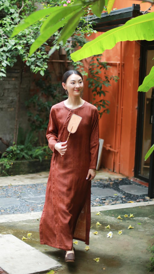 漫物记四经绞罗红云纱圆领斜襟祥云扣袍子xys-096 商品图3