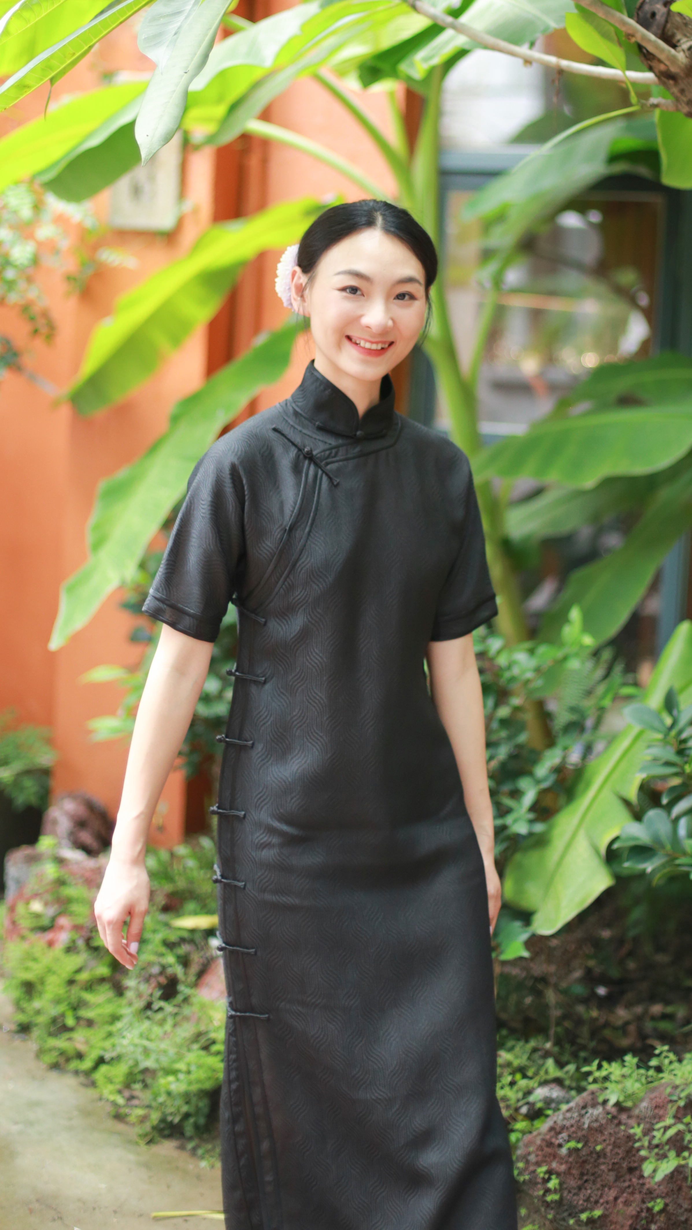 漫物记四经绞罗手缝边旗袍xys-122