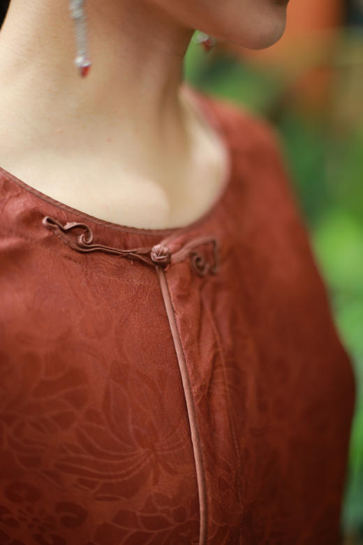 漫物记四经绞罗红云纱圆领斜襟祥云扣袍子xys-096 商品图6