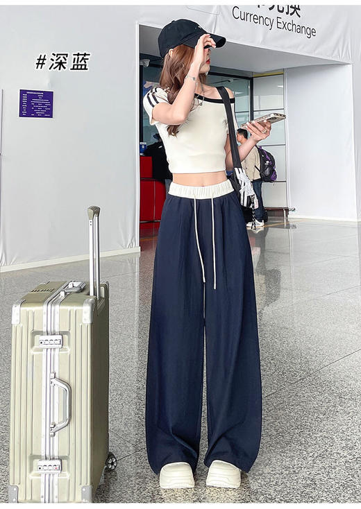 🔥夏日必备❗这款休闲阔腿裤🙈秒变长腿女神🥰阔腿裤的流畅, 德芙般丝滑🍫！  【马吉拉同款撞色腰阔腿裤】 商品图9