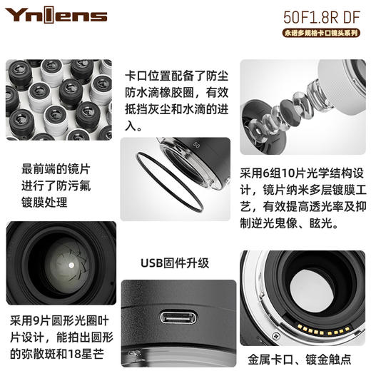 永诺 50mm f1.8 多规格卡口全画幅自动对焦镜头50F1.8R DF DSM【顺丰特快】 商品图5