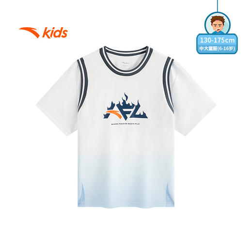 安踏儿童短袖T恤男大童篮球系列运动透气针织短袖衫352531101 商品图0