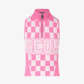 GCDS 女士字母徽标提花半拉链背心 混色 B1CW2101KH7 55