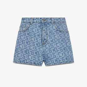 GCDS 女士字母徽标贴片牛仔短裤 浅蓝色 A2OW3100DA2 75