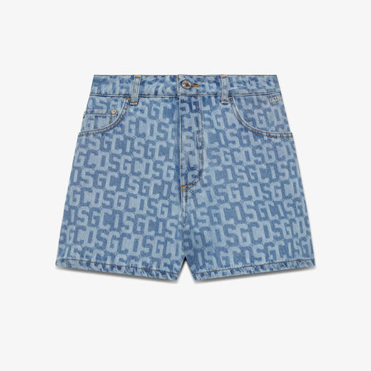 GCDS 女士字母徽标贴片牛仔短裤 浅蓝色 A2OW3100DA2 75 商品图0