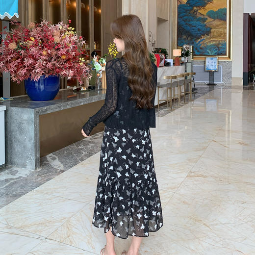 奢姿大码女装2025夏季减龄蝴蝶印花吊带针织两件套胖妹妹通勤套装9952993947AB 商品图3