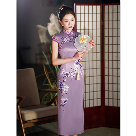 老上海复古中国风长款旗袍2025夏季新款改良新中式旗袍SYK296025 商品图3