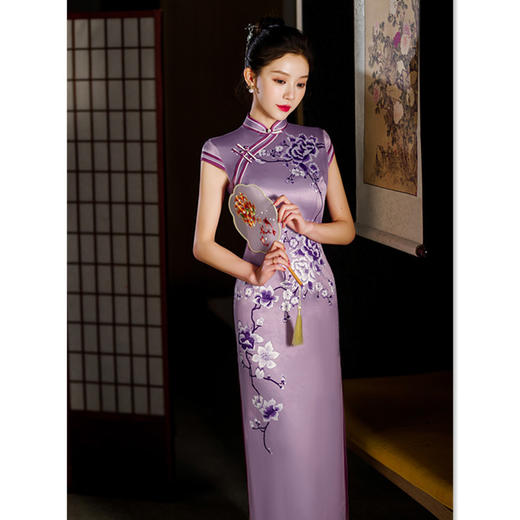 老上海复古中国风长款旗袍2025夏季新款改良新中式旗袍SYK296025 商品图2