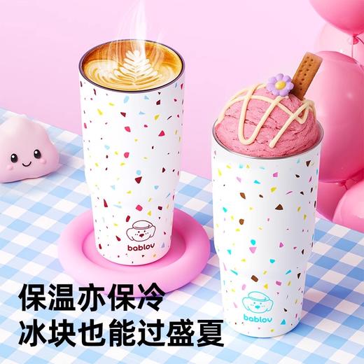 bablov保温杯大容量女生高颜值吸管水杯便携2025新款车载保冷杯子 商品图2