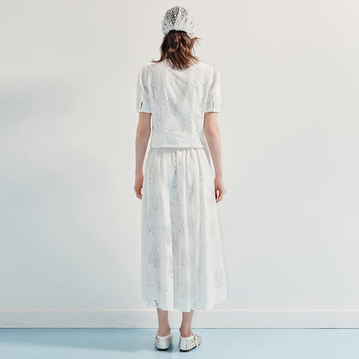 优雅度假风镂空刺绣半裙25夏精致浪漫感伞摆裙(货号:MF86SK012A1001) 商品图1