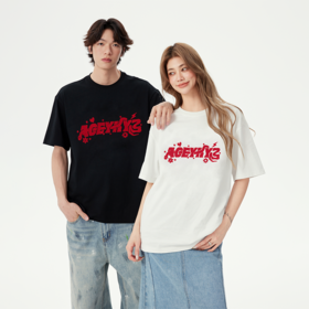 YKYB黄子韬短袖T恤全棉舒适透气实穿耐用重工刺绣街头潮流趣味爱心小花幸运蛇上衣Y52NDT112