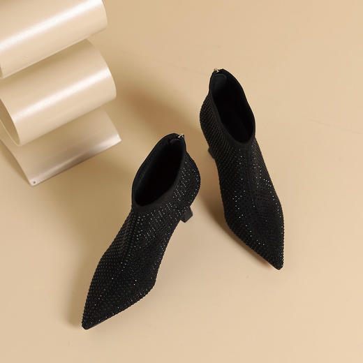 westory2024年秋冬新款优雅风细高跟百搭短靴切尔西女S24DS84791 商品图0