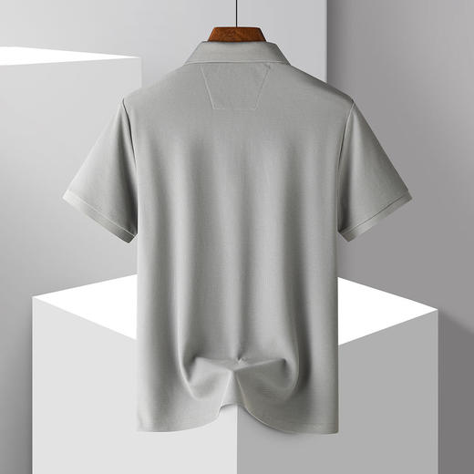 【防晒凉感醋酸亚麻桑蚕丝】罗蒙男士Polo衫休闲通勤t恤男夏季短袖舒适百搭polo衫男 商品图5