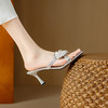 【预售5天】夏季新款法式复古方头粗跟时尚高跟凉鞋外穿水钻方头凉拖鞋DB&M6332 商品缩略图3