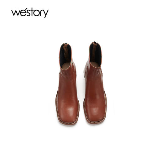 westory2021秋季新款短靴纯色粗跟时尚英伦风靴子女W21DS80721 商品图4