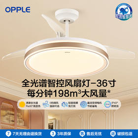 OPPLE欧普照明宜风餐厅风扇灯全光谱中古风约卧室隐形吊扇灯