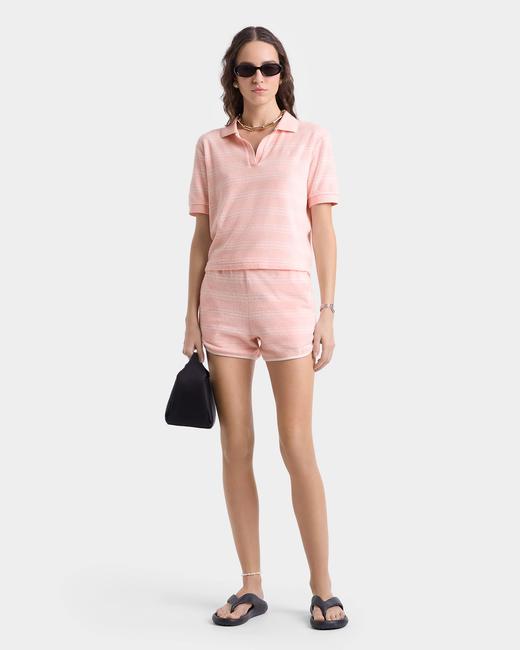 Sporty & Rich - Src Terry Polo - Pink Dolphin Striped - 女装 - Polo衫 - 粉色条纹 商品图5
