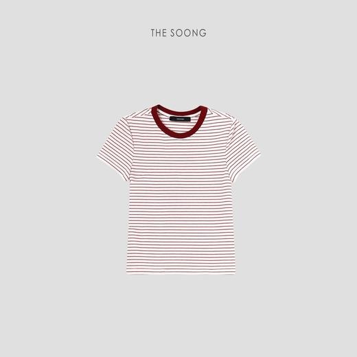 THESOONG"动态条纹"经典凉意呼吸感撞色条纹圆领T恤上衣HBTX5364 商品图2