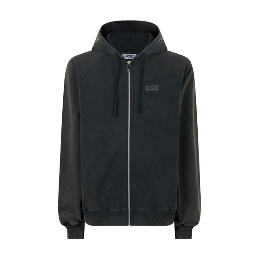 GCDS 男士字母徽标标签棉质拉链连帽夹克外套 深灰色 B1CM2000JH6 98 商品图0