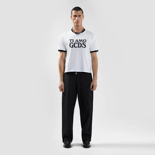 GCDS 男士字母徽标标签混纺棉质休闲裤 黑色 B1CM2906TM2 99 商品图3