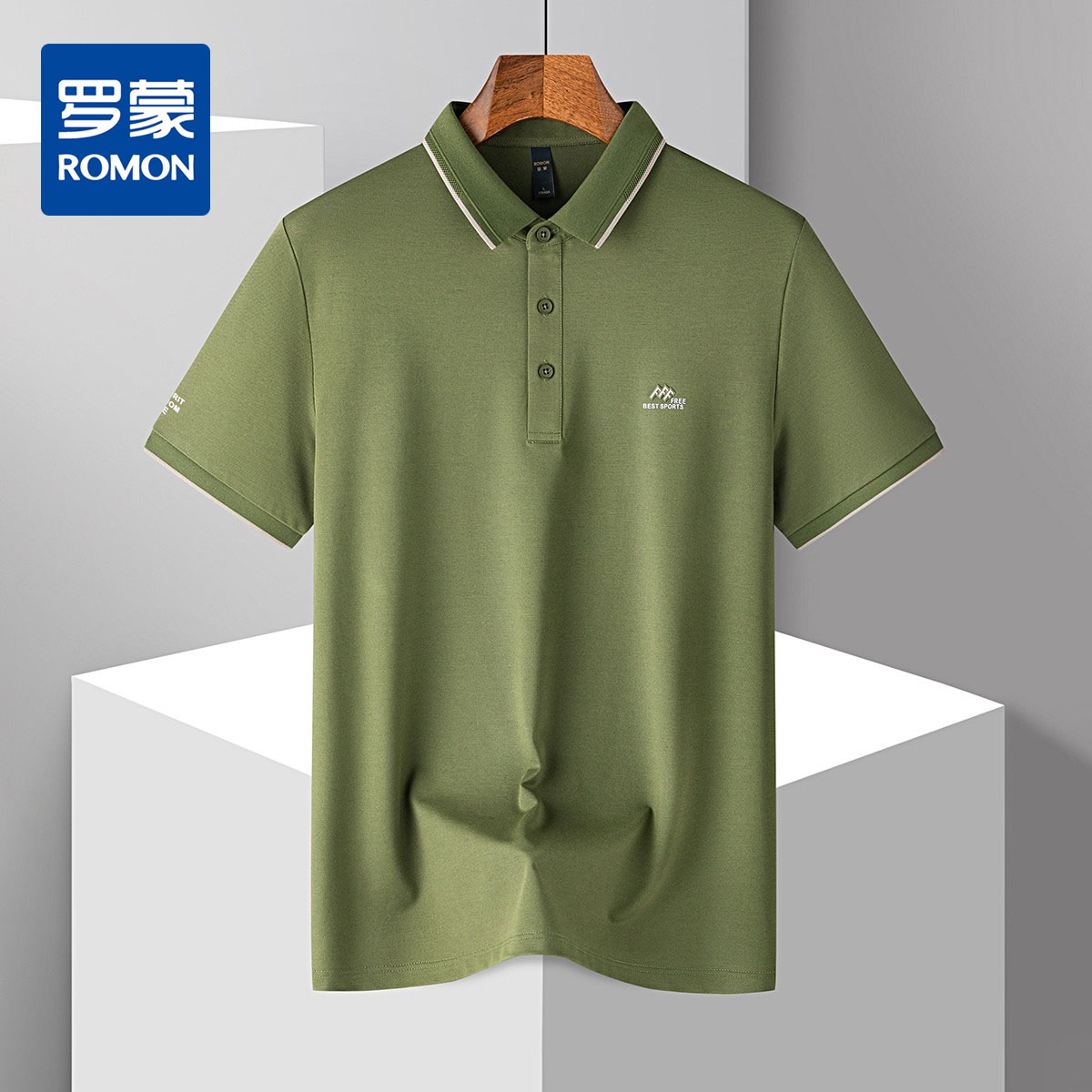 【防晒凉感醋酸亚麻桑蚕丝】罗蒙男士夏季短袖Polo衫经典翻领休闲商务通勤t恤男短袖