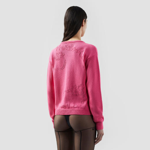 GCDS 女士 Hello Kitty 徽标混纺棉质短款圆领长袖T恤 粉色 B1HW1519KH4 55 商品图2