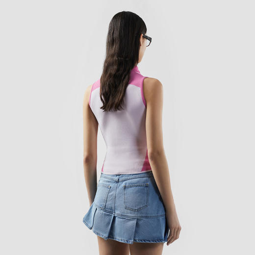 GCDS 女士字母徽标提花半拉链背心 混色 B1CW2101KH7 55 商品图2