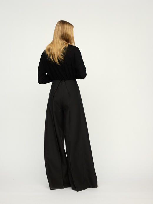 Ruohan 25PF 黑色斜纹羊毛侧插片长裤 商品图2