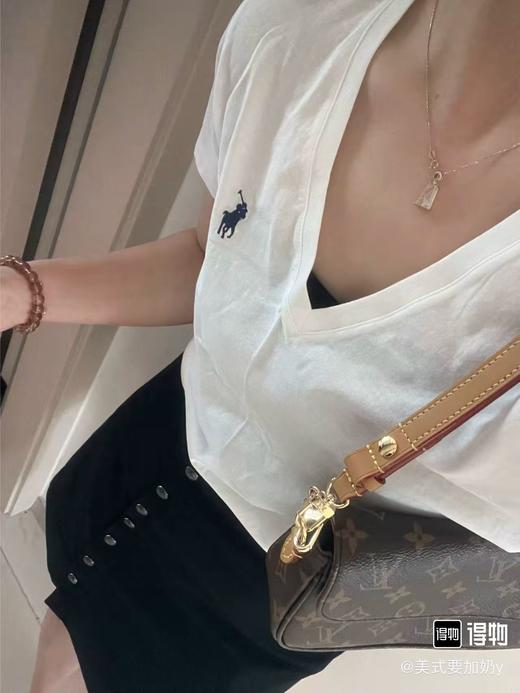 赵露思同款 小马刺绣 女款V领短袖T恤 5色 PT-1188 商品图7