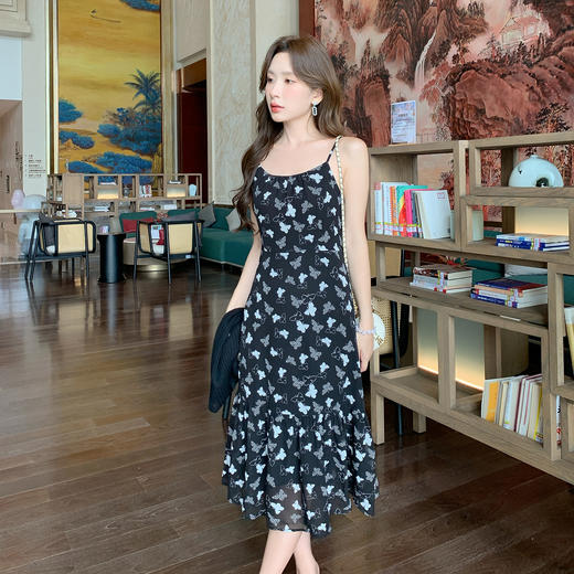 奢姿大码女装2025夏季减龄蝴蝶印花吊带针织两件套胖妹妹通勤套装9952993947AB 商品图1