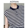 奥篇大王条纹短袖T 天丝真丝混纺纱 小翻领包肩短袖T 商品缩略图3