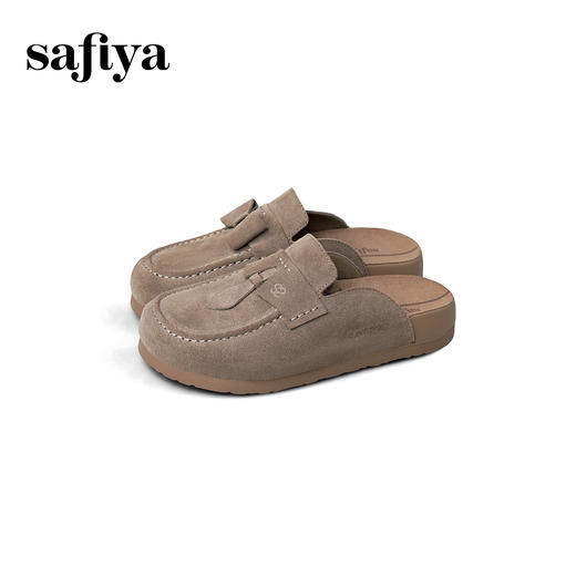 Safiya/索菲娅2025复古反绒外穿包头百搭厚底休闲懒人勃肯鞋SFD3110074 商品图8