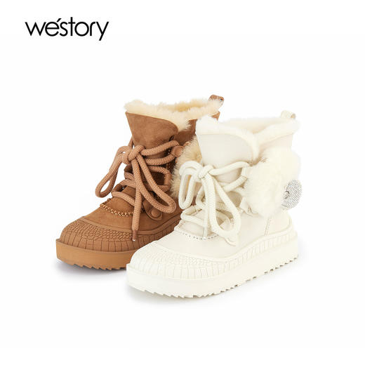 westory2023秋冬新款雪地靴女羊皮毛一体防滑厚底加厚保暖雪地靴W23DS83831 商品图0