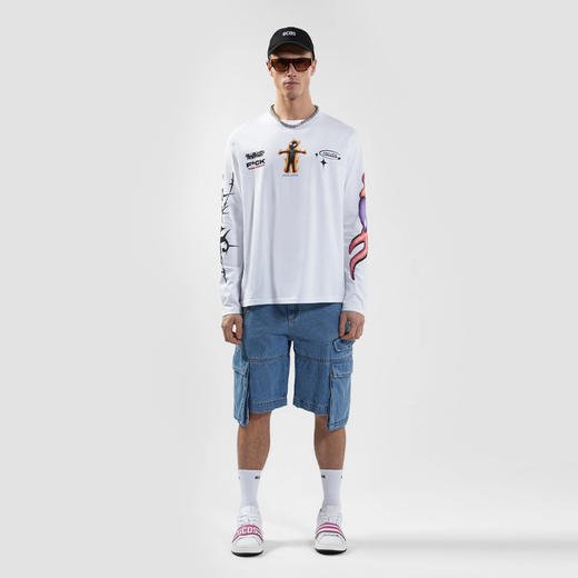 GCDS 男士外星人徽标印花棉质圆领长袖T恤 白色 B1CM2200JE9 10 商品图3