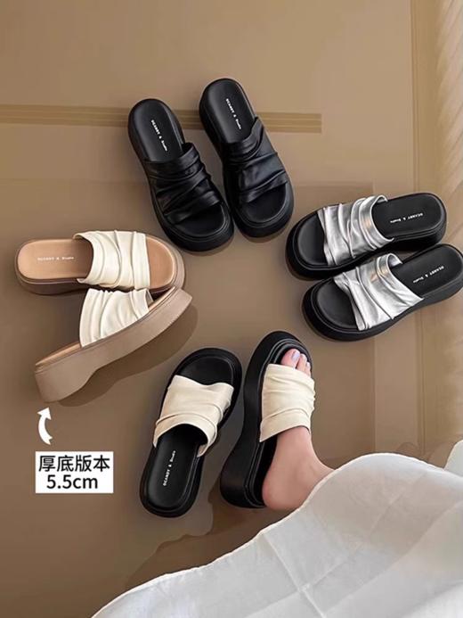 穿搭博主的秘密㊙️！【足弓厚底增高一字拖鞋】原地增高5.5cm‼️妥妥的大长腿‼️ 商品图0