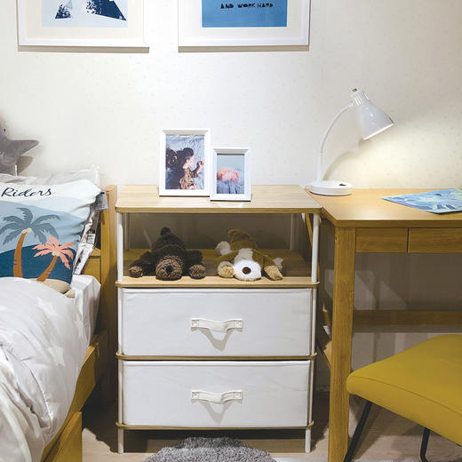 3/4层收纳柜 浅棕色白色 商品图4