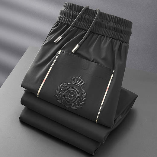 轻奢夏季薄款冰丝滑柔软运动裤男修身束脚高端速干松紧带休闲裤男 商品图5