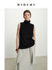 HIDEMI 澳洲进口美利奴羊毛立领堆堆领极简多穿针织毛衣背心 深藏蓝/巧克力色/黑色/奶油黄 商品缩略图0
